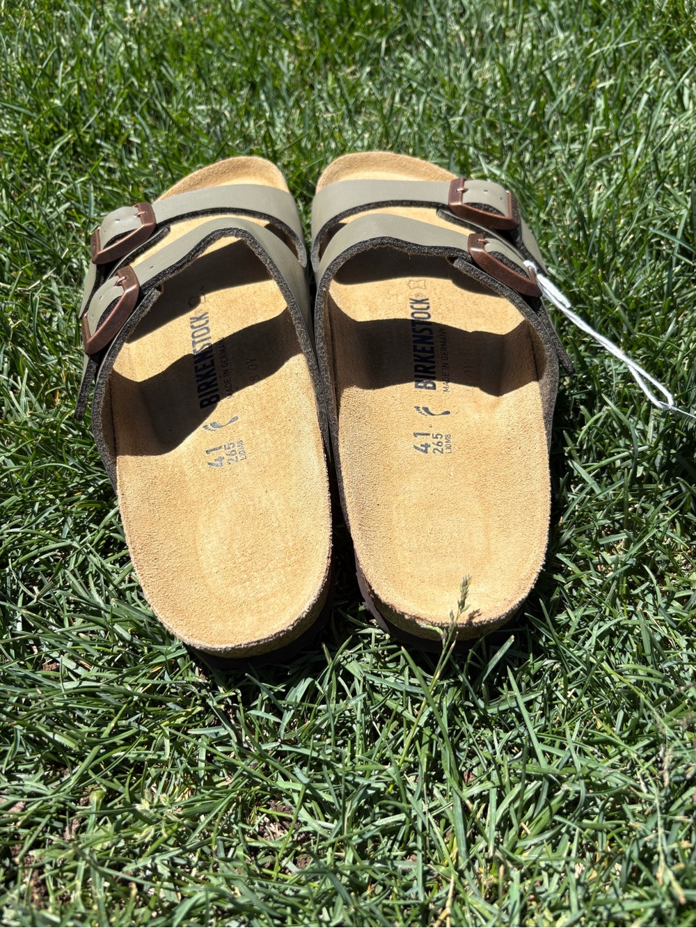 Birkenstock Arizona Sandals Stone Birki Flor size 41 9.5/10 New in Box - Picture 4 of 7